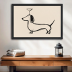 The Dachshund Martini Canvas Art | Minimalist Line Art Funny Dog Wall Decor