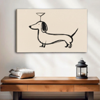 The Dachshund Martini Canvas Art | Minimalist Line Art Funny Dog Wall Decor