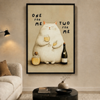 Funny Cat Wine Lover Whimsical Canvas Wall Art