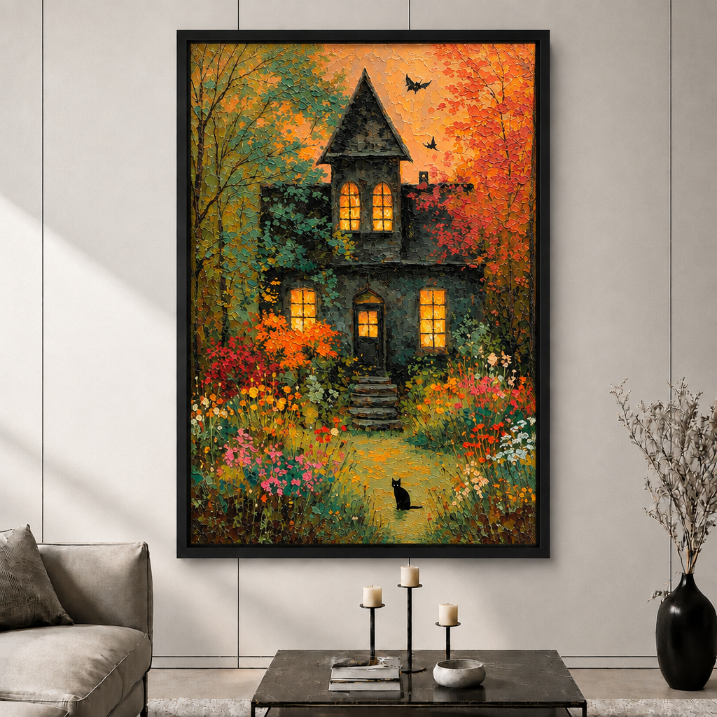 Gothic Cottage Autumn Canvas Wall Art