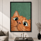 Curious Ginger Cat Oil Painting Canvas Art