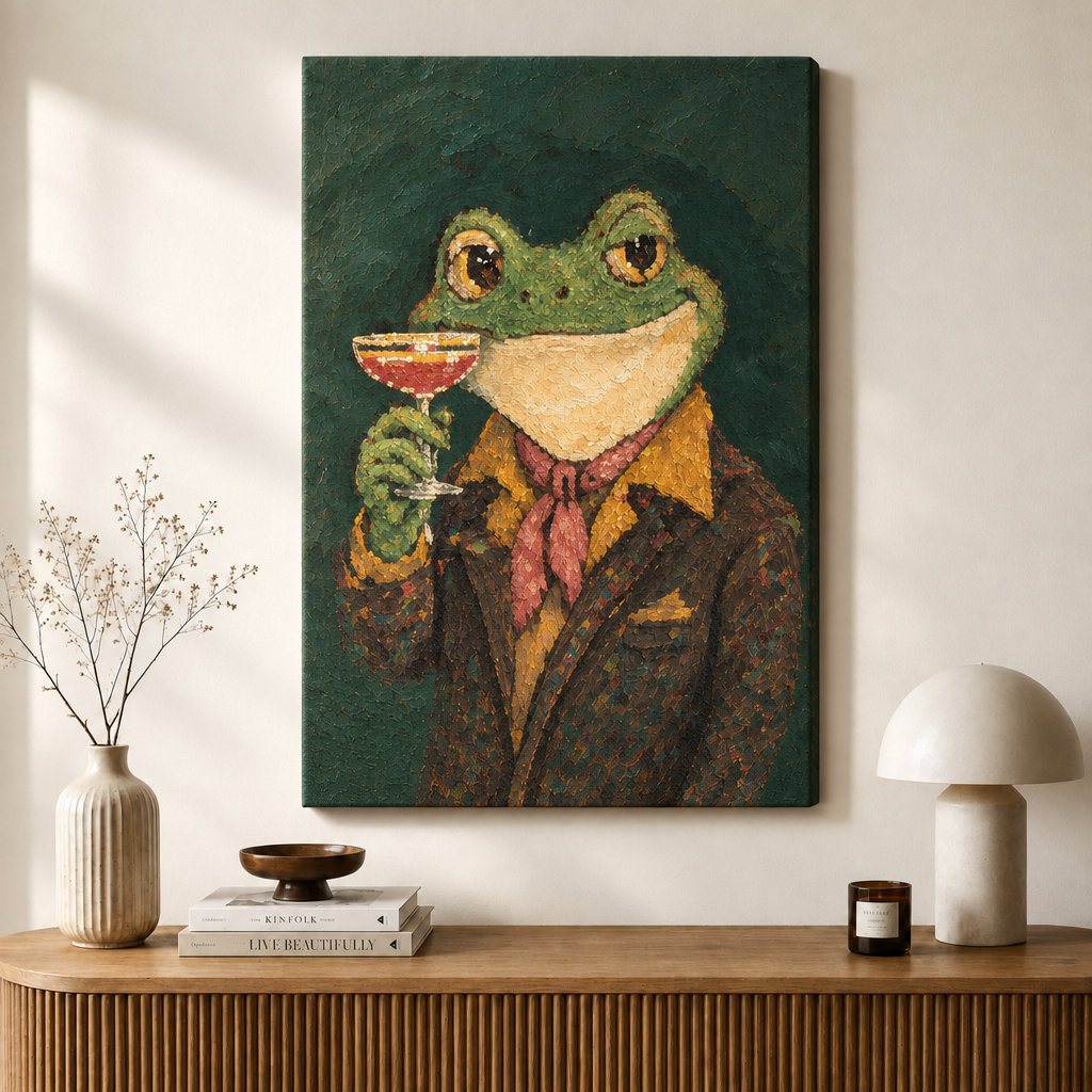 Dapper Frog Portrait Canvas Wall Art