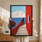 Mediterranean Black Cat Canvas Wall Art
