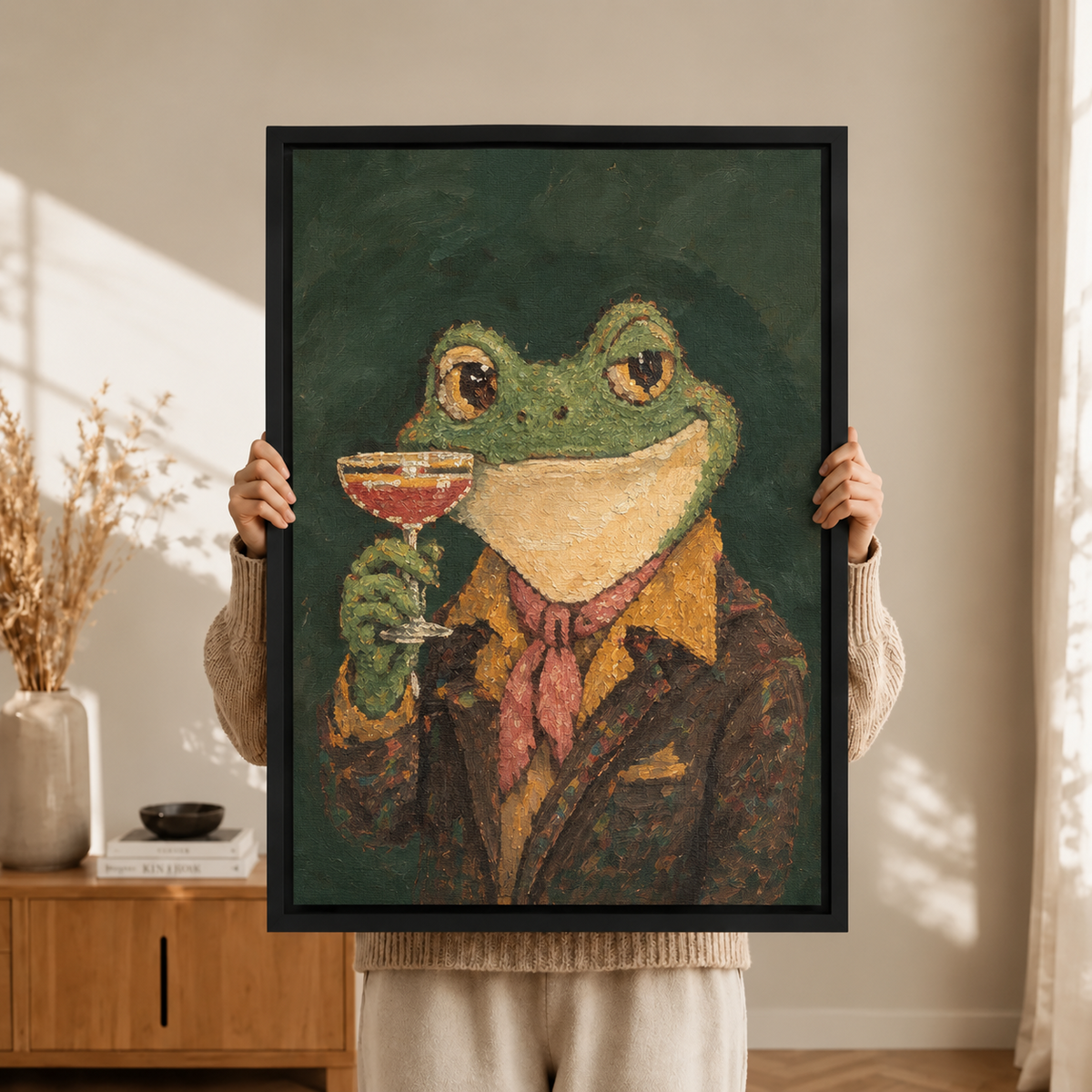 Dapper Frog Portrait Canvas Wall Art