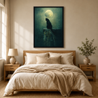 Gothic Black Cat Full Moon Canvas Art