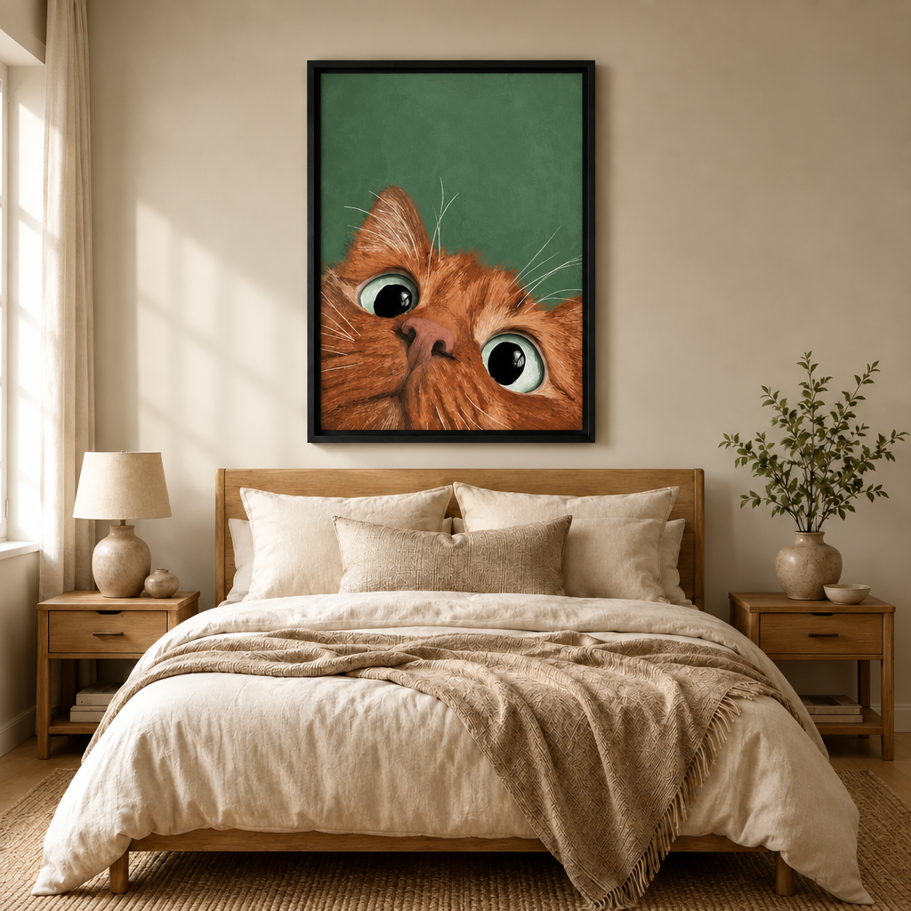 Curious Ginger Cat Oil Painting Canvas Art