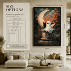 Vintage Halloween Ghost Black Cat Canvas Art