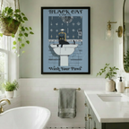 Black Cat Sink Co Wash Your Paws Canvas Print w6100