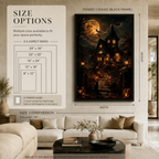 Haunted Gothic Manor Moonlit Halloween Canvas Wall Art