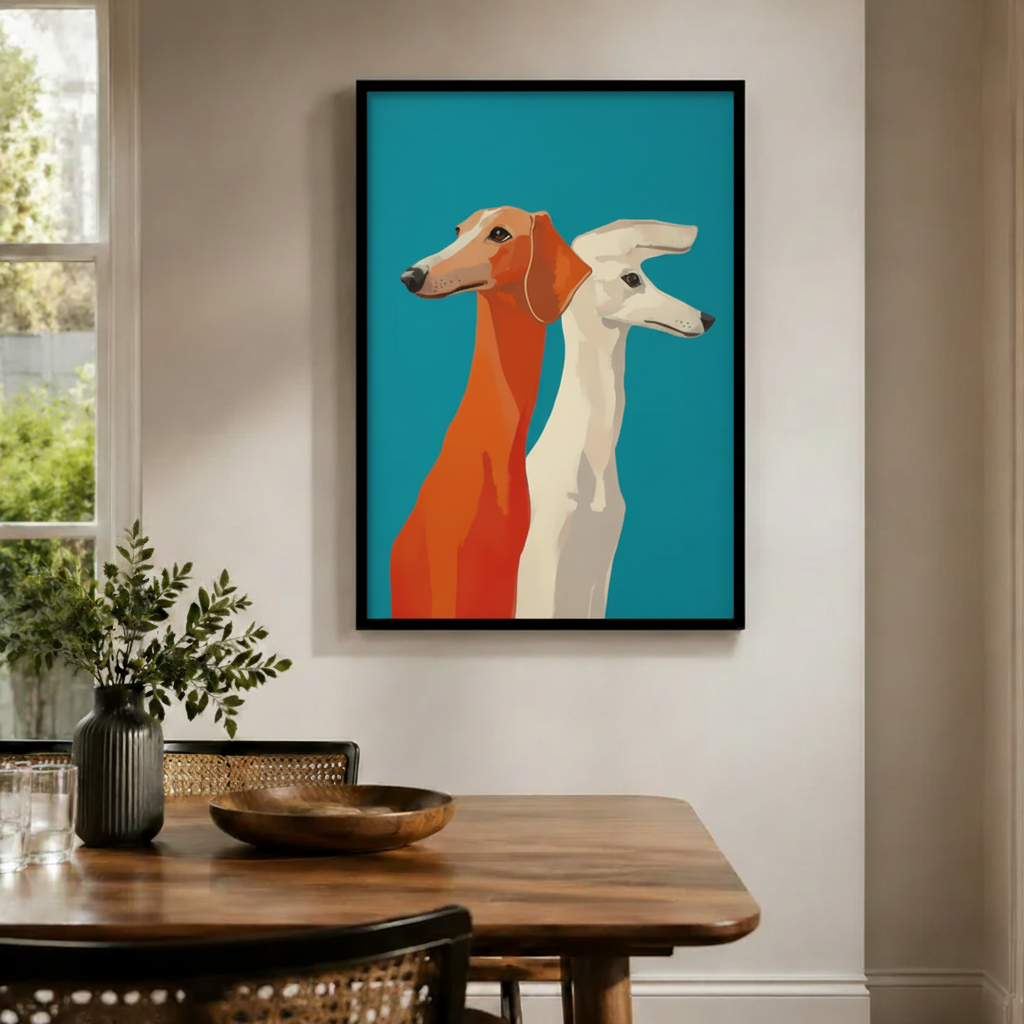 Two Greyhounds Modern Bauhaus Canvas Wall Art