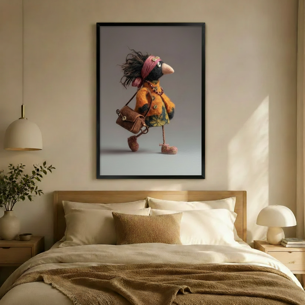 Sassy Crow Lady Whimsical Folk Art Canvas