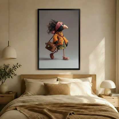Sassy Crow Lady Whimsical Folk Art Canvas