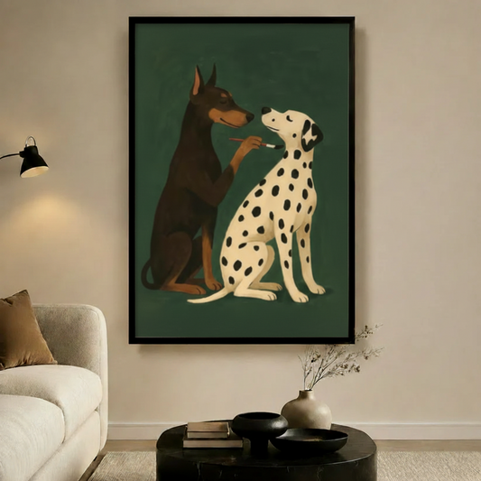 Doberman & Dalmatian Duo Vintage Canvas Wall Art