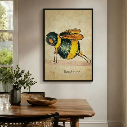 Bee Strong Whimsical Bumblebee Canvas Wall Art