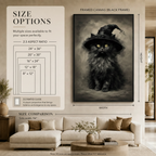 Black Kitten Witch Hat Portrait Canvas Wall Art