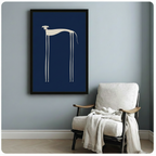 Minimalist Greyhound Navy Blue Framed Canvas Art