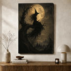 Moonlit Witch Dark Fantasy Canvas Wall Art