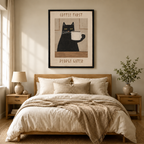 Coffee First Black Cat Retro Poster Canvas Art
