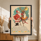 Vintage Santa Reindeer Christmas Poem Canvas Art