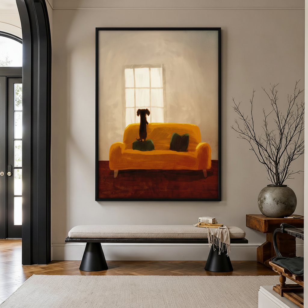 Dachshund Window Dreamer – Painterly Dog Wall Art