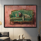 Sloth on Sofa with Wine Canvas Art