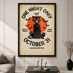 Halloween Black Cat Vintage Poster Canvas Art