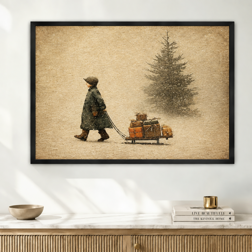 Vintage Winter Journey Christmas Canvas Art