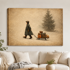 Vintage Winter Journey Christmas Canvas Art