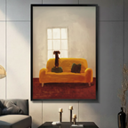 Loyal Companion Minimalist Dog Sofa Canvas Art