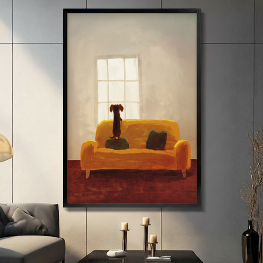 Loyal Companion Minimalist Dog Sofa Canvas Art