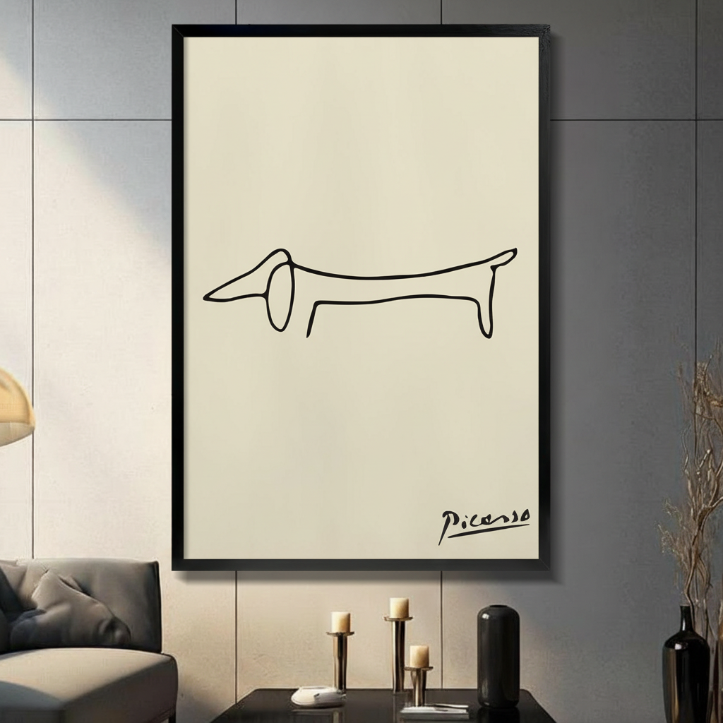 Picasso Dachshund Line Art Canvas Wall Decor w7028