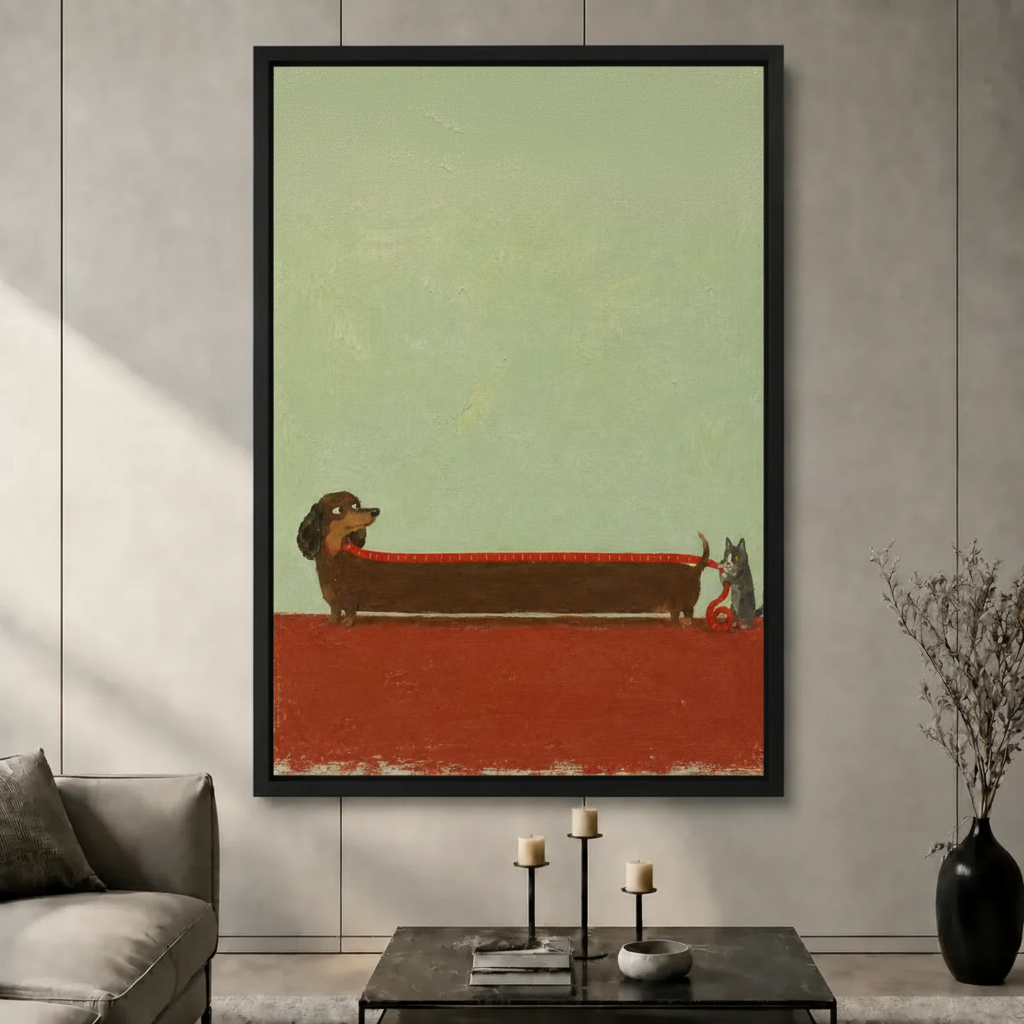 图1 - 小猫牵腊肠犬