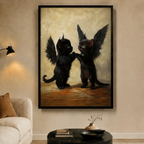 Black Winged Kittens Gothic Portrait Canvas Art