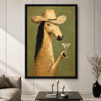 Cowboy Horse Martini Oil Painting Canvas