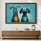 Funky Dogs Coffee Colorful Canvas Wall Art