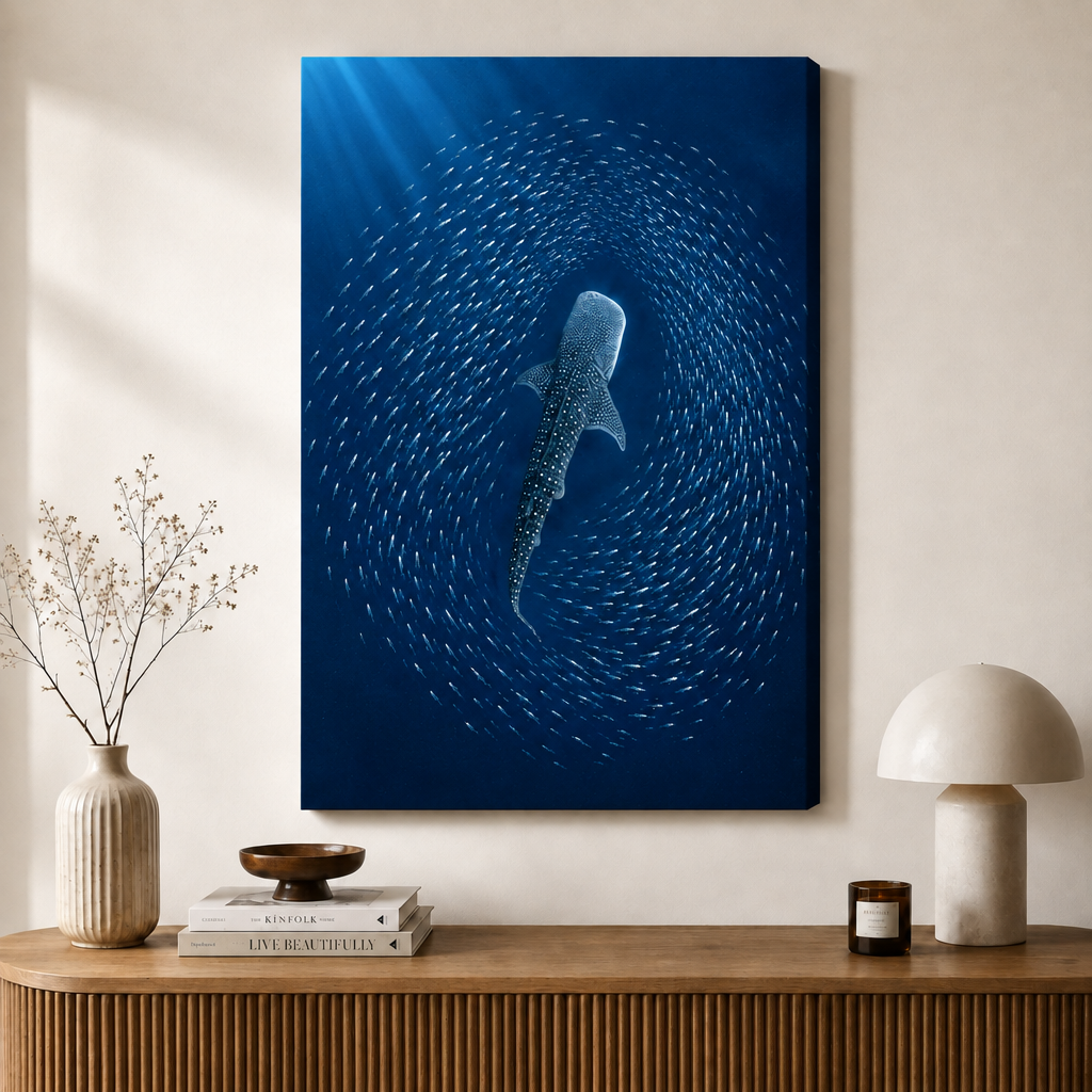 Whale Shark Ocean Spiral Canvas Art