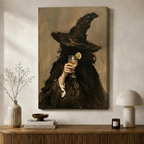 Witch with Cocktail Glass Canvas Wall Art