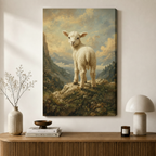 Pastoral Lamb Vintage Oil Canvas Art