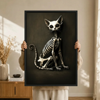 Gothic Skeleton Cat Dark Canvas Wall Art