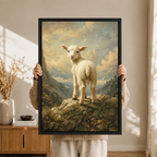 Pastoral Lamb Vintage Oil Canvas Art