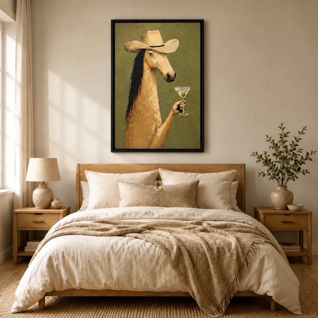 Cowboy Horse Martini Oil Painting Canvas