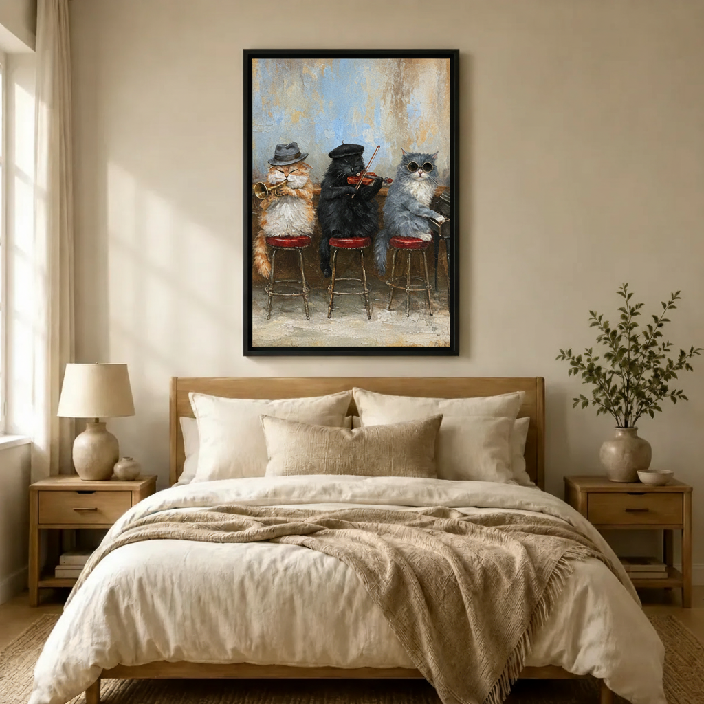 Jazz Cats Musicians Canvas Wall Art