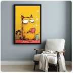 Grumpy Cat Coffee Cup Funny Canvas Wall Art