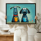 Funky Dogs Coffee Colorful Canvas Wall Art