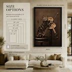 Vintage Cat Violin Sepia Canvas Art Print