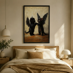 Black Winged Kittens Gothic Portrait Canvas Art