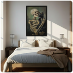Gothic Skeleton Holding Black Cat Canvas Art w6614