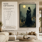 Woman & Wolves Moonlit Dark Fantasy Canvas Wall Art