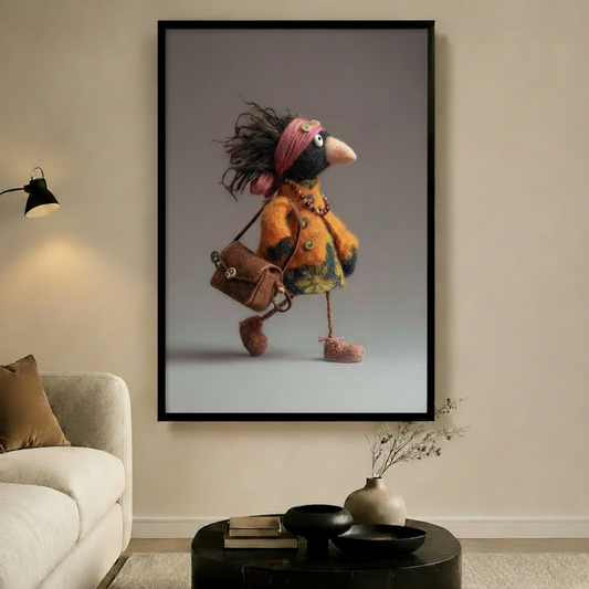 Sassy Crow Lady Whimsical Folk Art Canvas