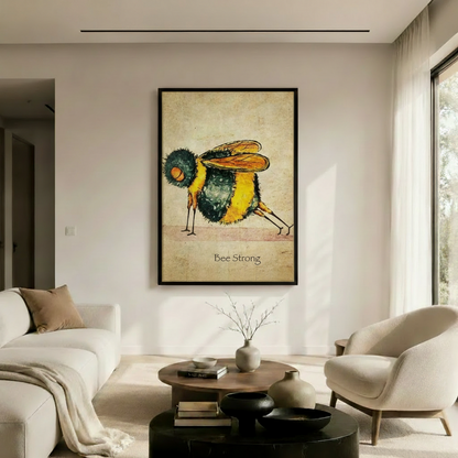 Bee Strong Whimsical Bumblebee Canvas Wall Art